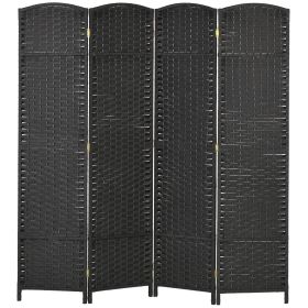 HOMCOM Folding Room Divider Screen 4 Panel 5.6 Ft Tall Privacy Screen Freestanding Room Partition for Home Office Black