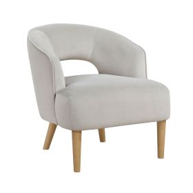 Luxury Home Unique Style Accent Chair Gray Velvet Plush Seat Solid Wood Legs Contemporary Living Room Furniture 1pc