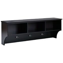 48" Entryway Cubbie Wall Mounted Storage Shelf with Hooks