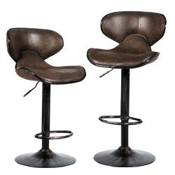 Set of 2 Adjustable Bar Stools Counter Height Chairs