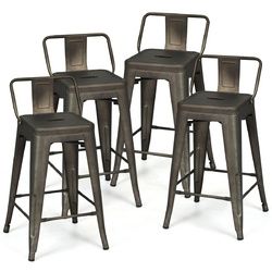 24" Set of 4 Low Back Metal Counter Stool Stools