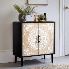 FCH Pattern Carving, High Feet, Oval Tabletop, Curved Side Frame, Door Panel MDF Spray Paint, Cabinet Body Melamine Board Polished