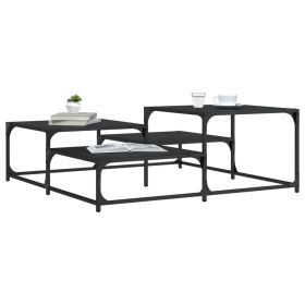 Coffee Table Black 42.1"x42.1"x15.7" Engineered Wood