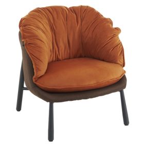 Velvet Accent Chair Barrel Chair with Metal Legs Modern Comfy Armchair Accent Reading Chair for Living Room, Bedroom, Study Room