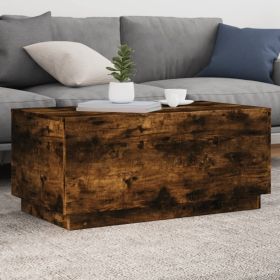 Coffee Table with LED Lights Smoked Oak 35.4"x19.7"x15.7"