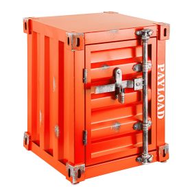 sIndustrial Style Container Storage Cabinet Side Table (Color: Orange)