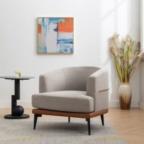 accModern Two-tone Barrel Fabric Chair, Upholstered Round Armchair For Living Room Bedroom Reading Room, Burnt Orange (Option: Burnt Orange)